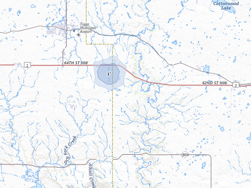 NEXRAD radar-signature map of the hail storm over White Earth, ND on Jun 26, 2026