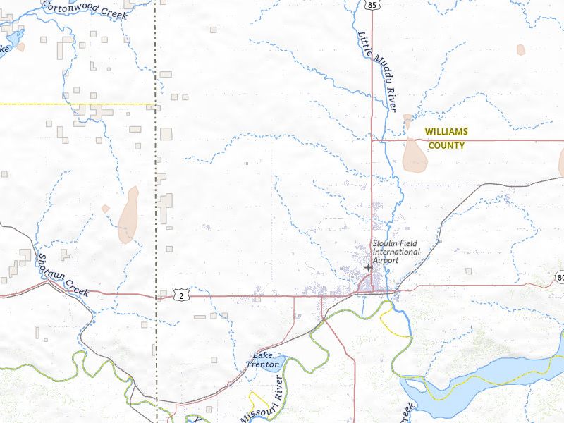 Radar-estimated hail-size map of the storm over Williston, ND on Jun 27, 2026