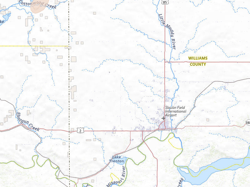Radar-estimated hail-size map of the storm over Williston, ND on Jul 2, 2026