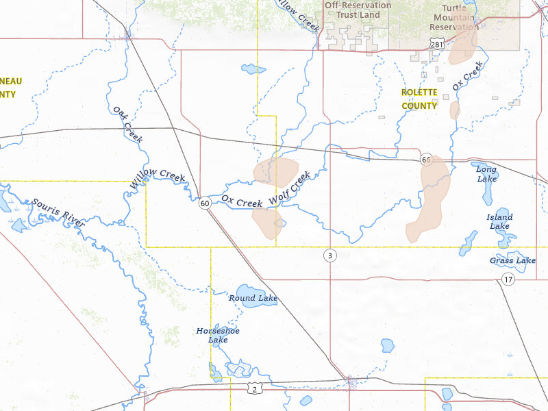 Radar-estimated hail-size map of the storm over Willow City, ND on Jun 9, 2026