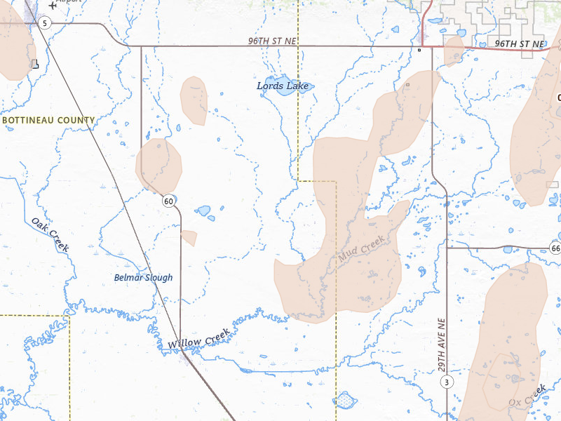 Radar-estimated hail-size map of the storm over Willow City, ND on Sep 4, 2026