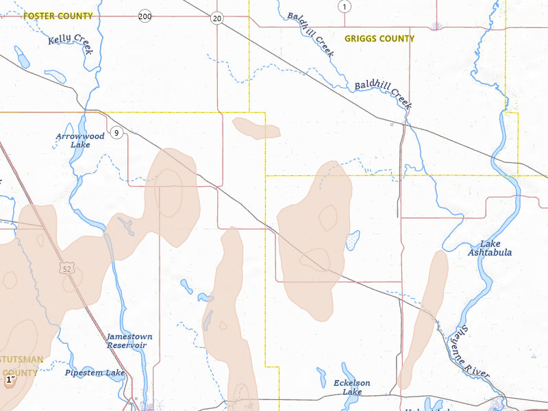 Radar-estimated hail-size map of the storm over Wimbledon, ND on Jun 2, 2026