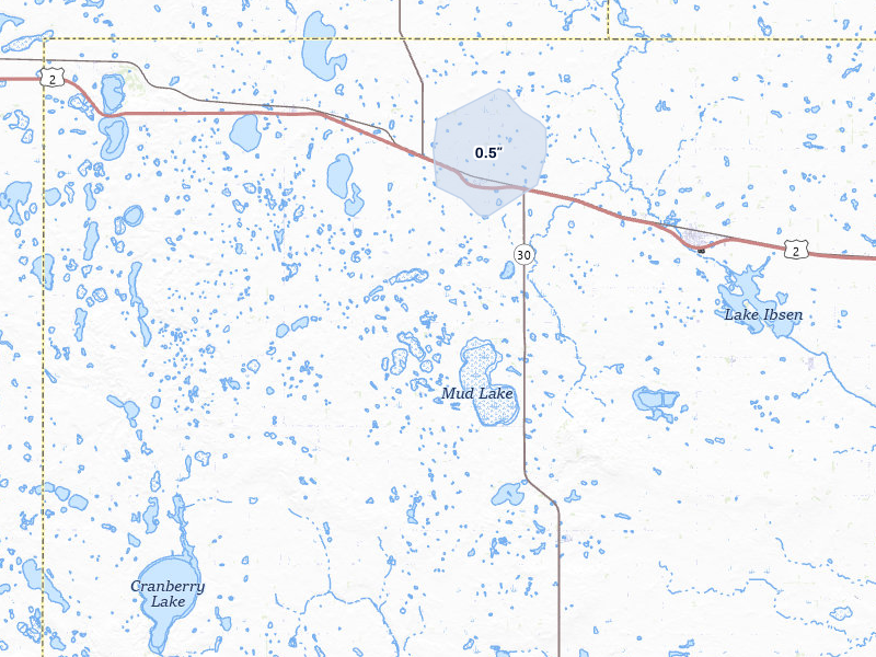 NEXRAD radar-signature map of the hail over York, ND