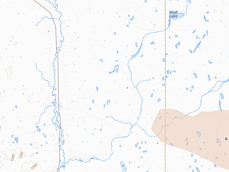 Radar-estimated hail-size map of the storm over Ypsilanti, ND on Jul 9, 2026