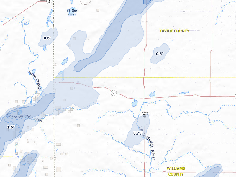 NEXRAD radar-signature map of the hail storm over Zahl, ND on Jun 6, 2026