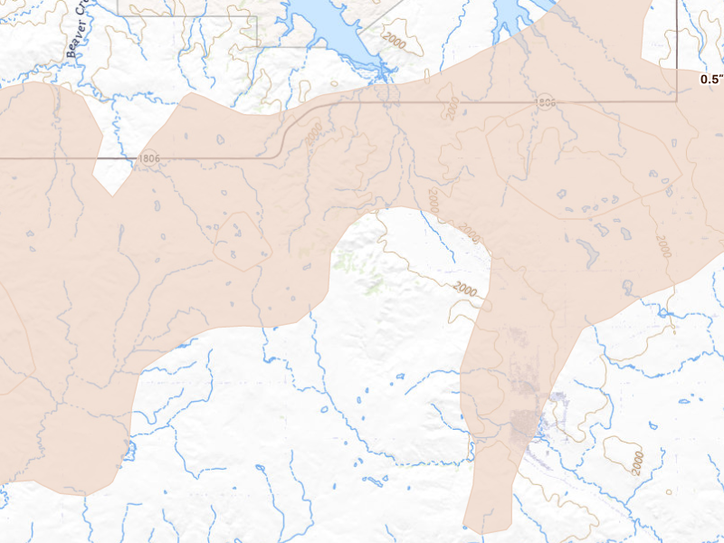 Radar-estimated hail-size map of the storm over Zap, ND