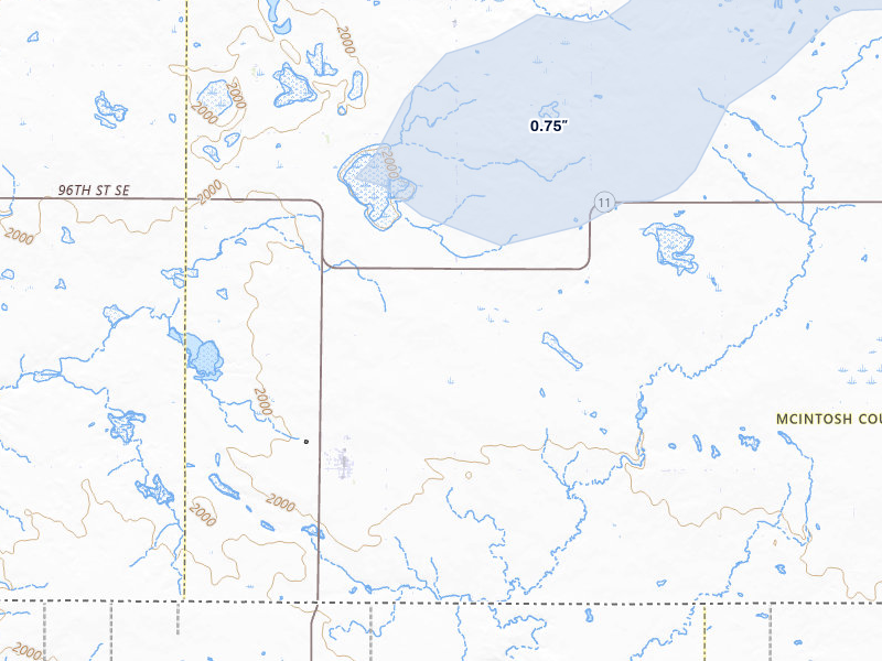 NEXRAD radar-signature map of the hail storm over Zeeland, ND on Jul 2, 2026