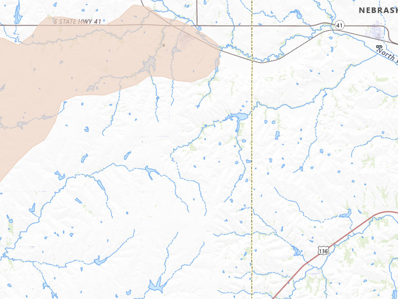 Radar-estimated hail-size map of the storm over Adams, NE on Apr 25, 2026
