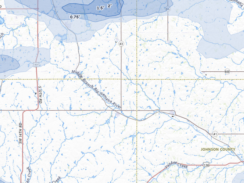 NEXRAD radar-signature map of the hail storm over Adams, NE on Sep 12, 2026