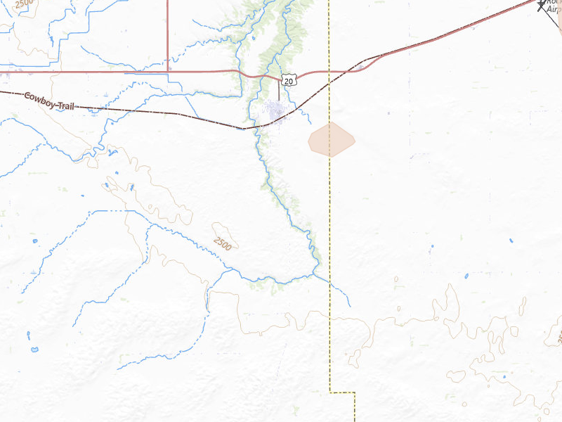 Radar-estimated hail-size map of the storm over Ainsworth, NE on Sep 1, 2026