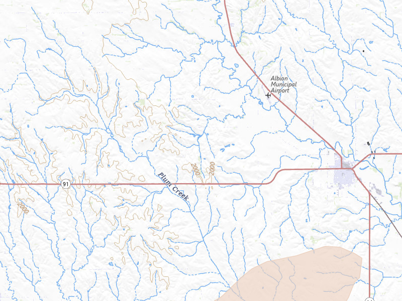 Radar-estimated hail-size map of the storm over Albion, NE on Jun 9, 2026