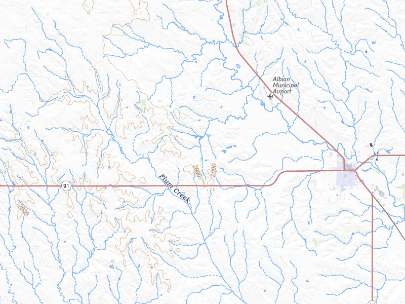 Radar-estimated hail-size map of the storm over Albion, NE on Jul 20, 2026