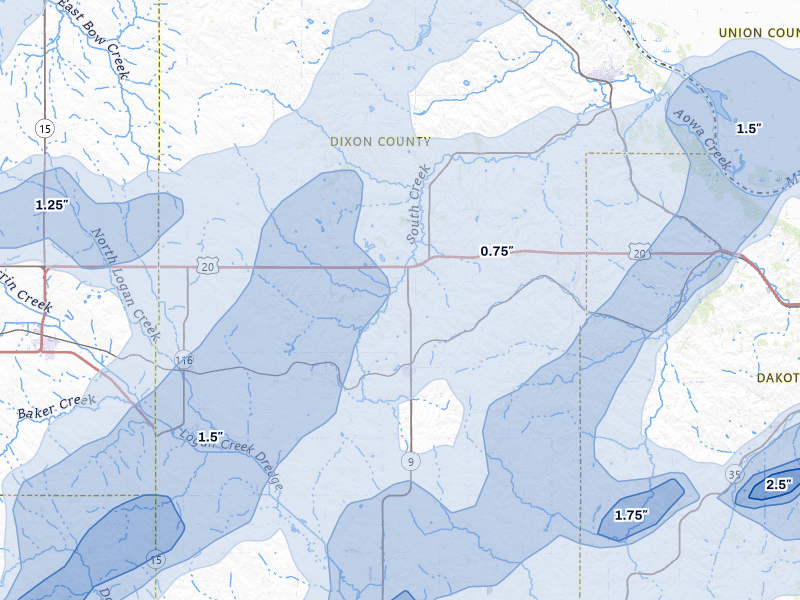 NEXRAD radar-signature map of the hail storm over Allen, NE on Jun 29, 2026