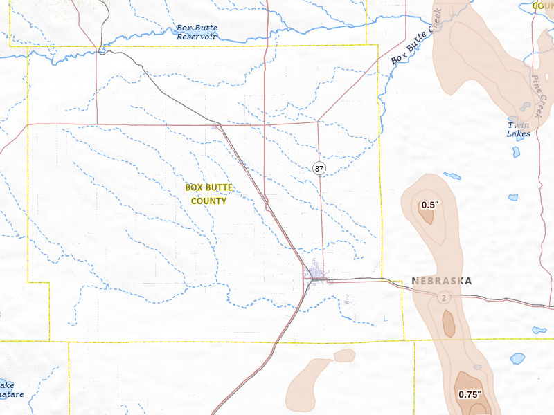 Radar-estimated hail-size map of the storm over Alliance, NE on May 30, 2026