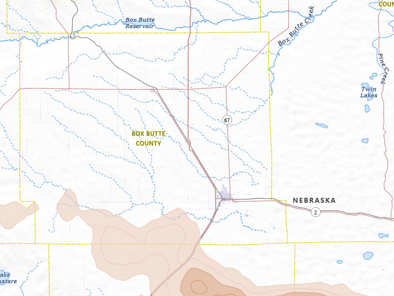 Radar-estimated hail-size map of the storm over Alliance, NE on Jun 1, 2026