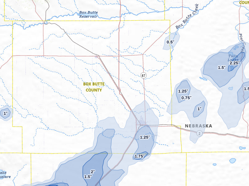 NEXRAD radar-signature map of the hail storm over Alliance, NE on Jun 8, 2026
