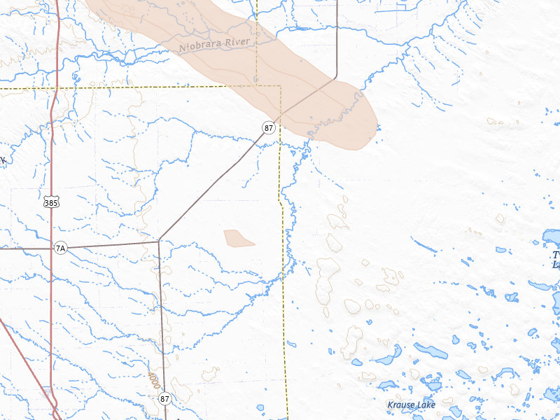 Radar-estimated hail-size map of the storm over Alliance, NE on Aug 23, 2026