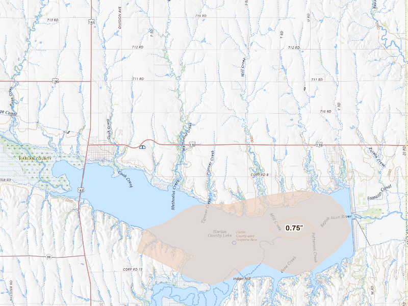 Radar-estimated hail-size map of the storm over Alma, NE