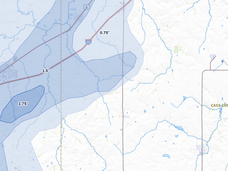 NEXRAD radar-signature map of the hail storm over Alvo, NE on Jun 5, 2026