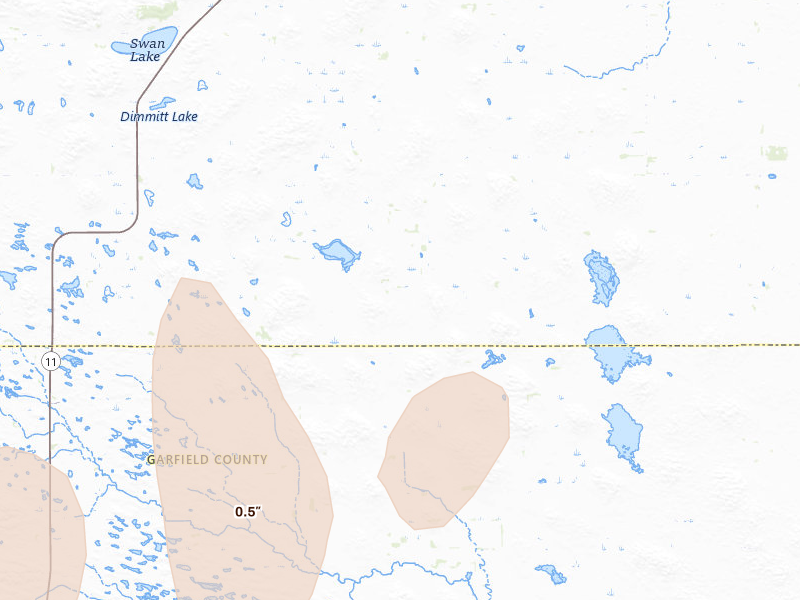 Radar-estimated hail-size map of the storm over Amelia, NE on Jun 29, 2026