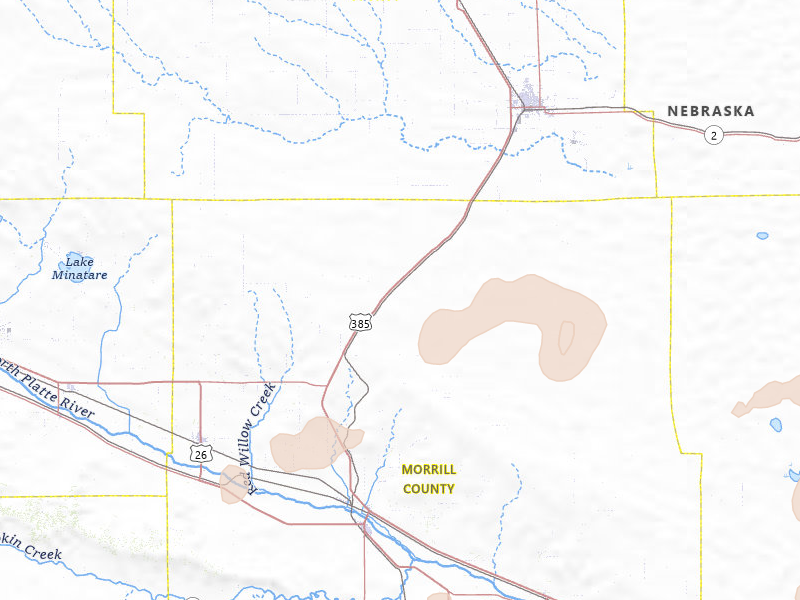 Radar-estimated hail-size map of the storm over Angora, NE on Jun 7, 2026