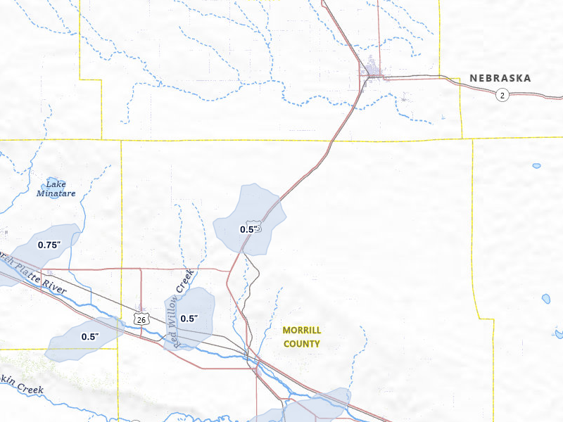 NEXRAD radar-signature map of the hail storm over Angora, NE on Jun 7, 2026