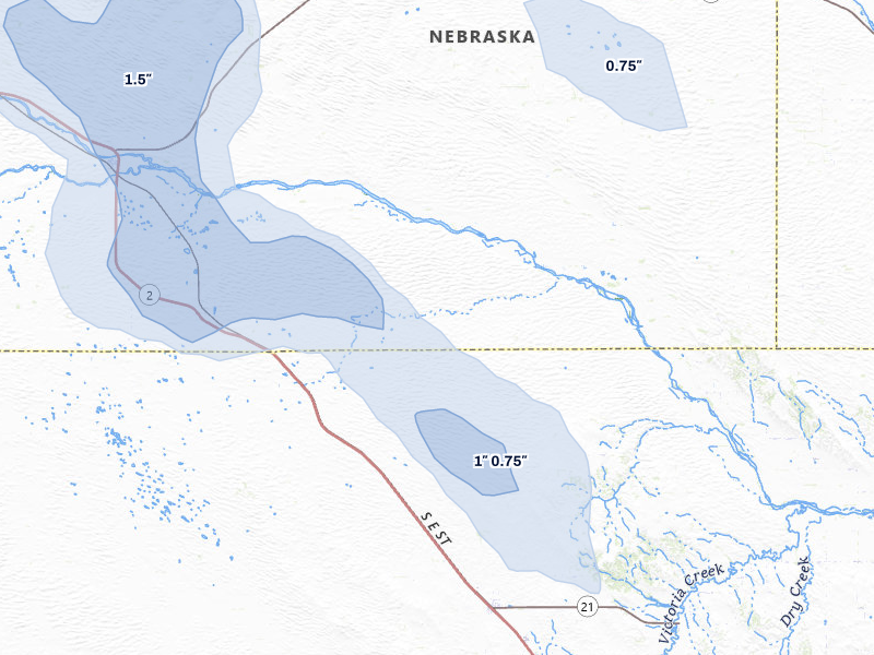 NEXRAD radar-signature map of the hail storm over Anselmo, NE on Jul 27, 2026