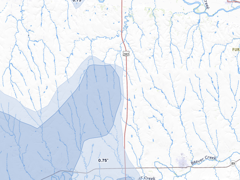 NEXRAD radar-signature map of the hail storm over Arapahoe, NE on May 30, 2026