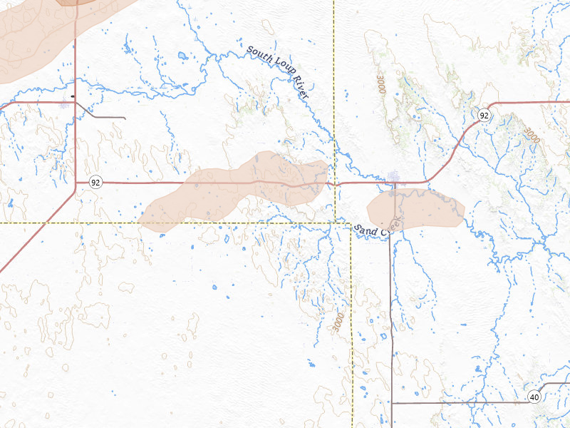 Radar-estimated hail-size map of the storm over Arnold, NE on Aug 3, 2026