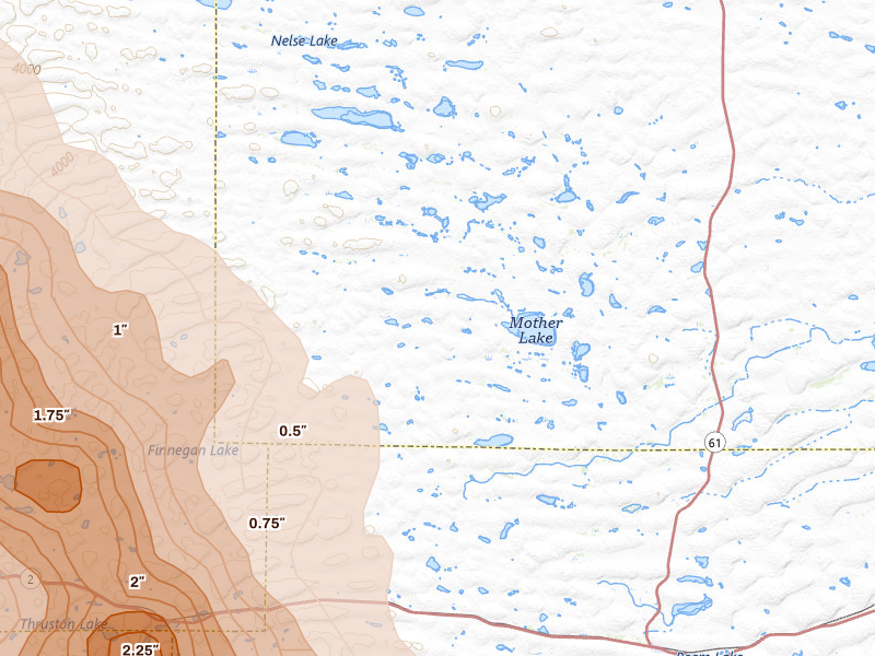 Radar-estimated hail-size map of the storm over Ashby, NE on Jun 22, 2026