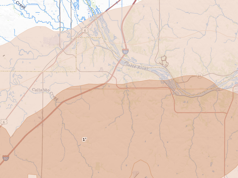 Radar-estimated hail-size map of the storm over Ashland, NE on Jun 10, 2026