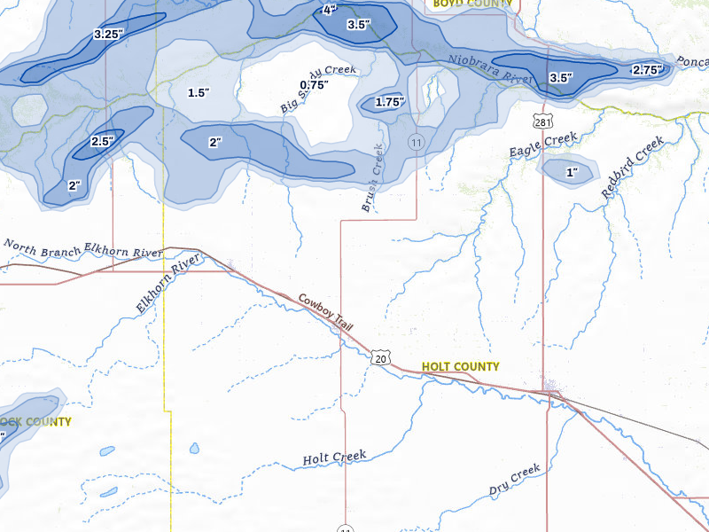 NEXRAD radar-signature map of the hail storm over Atkinson, NE on Sep 1, 2026