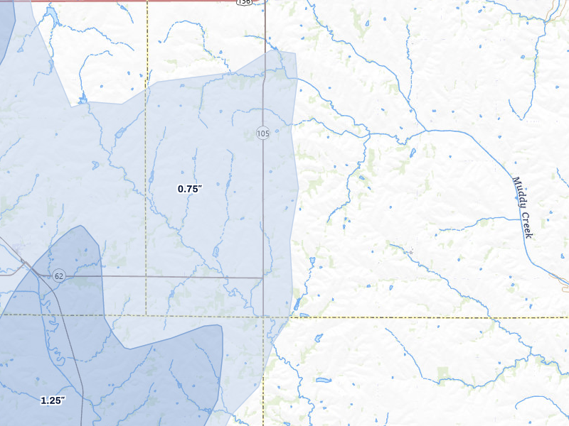 NEXRAD radar-signature map of the hail storm over Auburn, NE on Mar 5, 2026