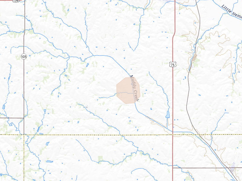 Radar-estimated hail-size map of the storm over Auburn, NE