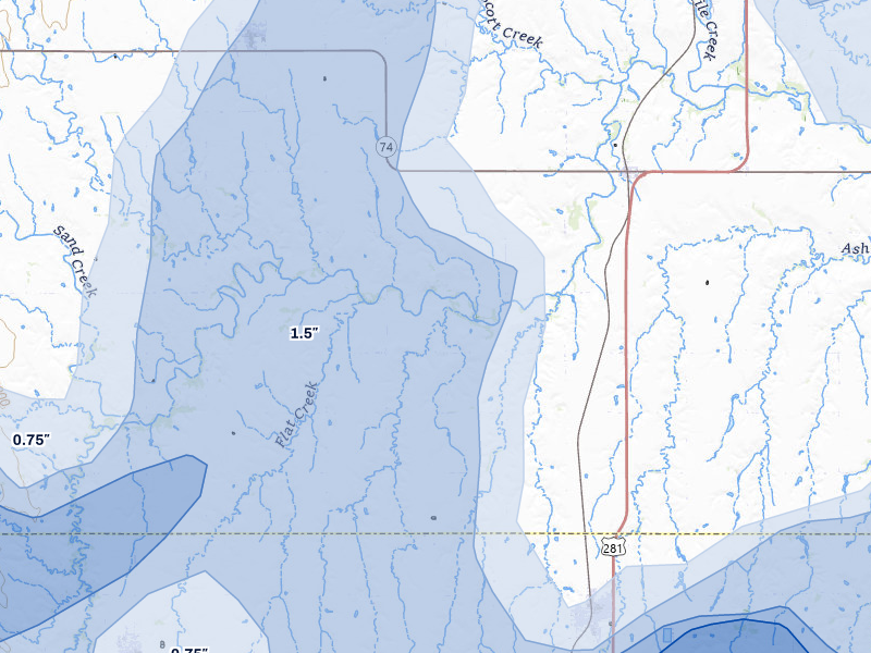 NEXRAD radar-signature map of the hail storm over Ayr, NE on May 16, 2026
