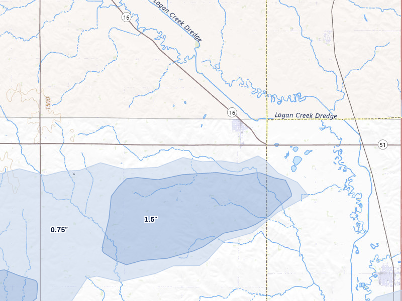 NEXRAD radar-signature map of the hail storm over Bancroft, NE on May 17, 2026