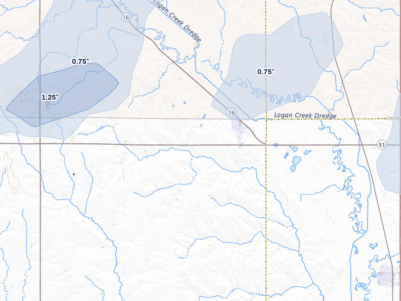 NEXRAD radar-signature map of the hail over Bancroft, NE