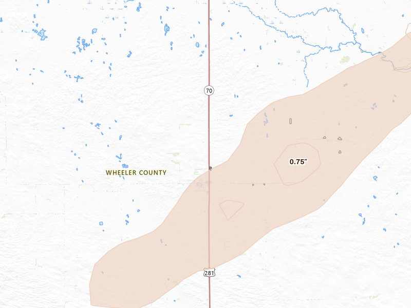 Radar-estimated hail-size map of the storm over Bartlett, NE on Sep 1, 2026