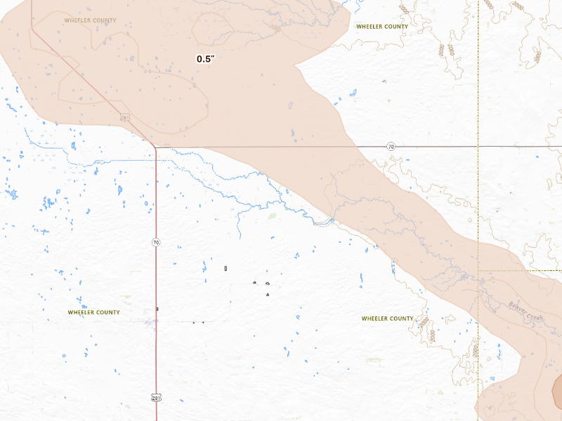 Radar-estimated hail-size map of the storm over Bartlett, NE