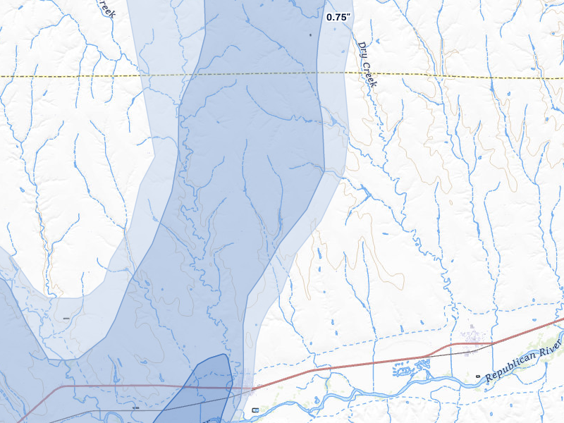 NEXRAD radar-signature map of the hail storm over Bartley, NE on Aug 20, 2026