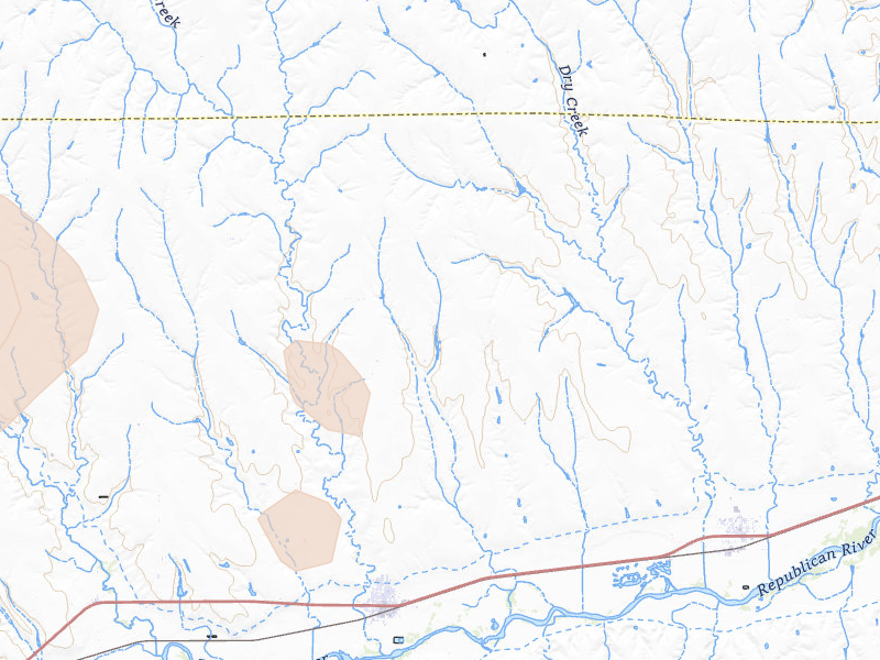 Radar-estimated hail-size map of the storm over Bartley, NE on Aug 26, 2026