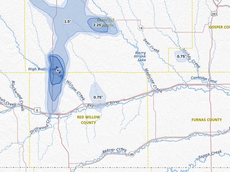 NEXRAD radar-signature map of the hail storm over Bartley, NE on Aug 26, 2026