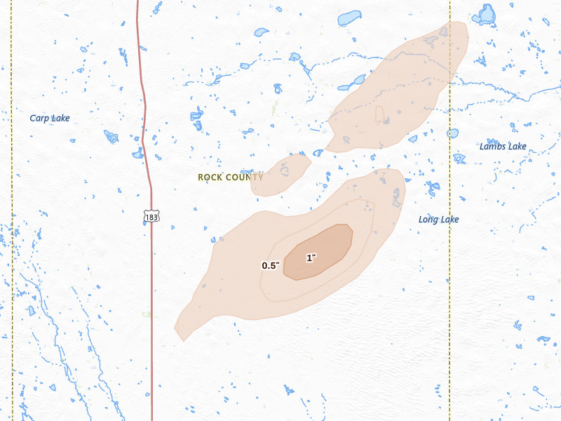 Radar-estimated hail-size map of the storm over Bassett, NE