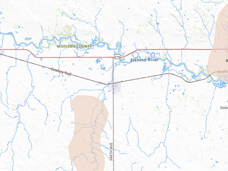 Radar-estimated hail-size map of the storm over Battle Creek, NE on Jun 9, 2026