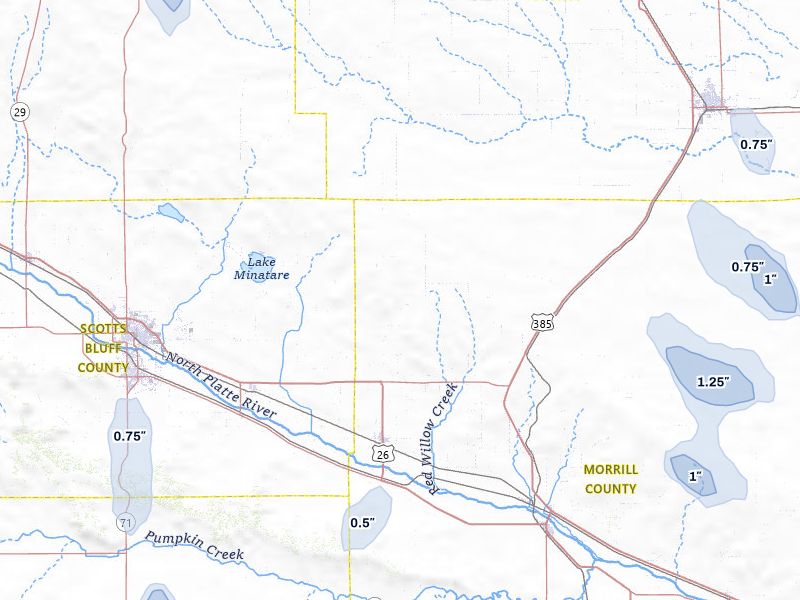 NEXRAD radar-signature map of the hail storm over Bayard, NE on May 29, 2026