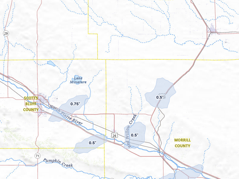 NEXRAD radar-signature map of the hail storm over Bayard, NE on Jun 7, 2026