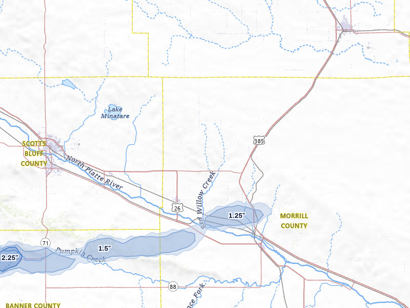 NEXRAD radar-signature map of the hail storm over Bayard, NE on Aug 16, 2026