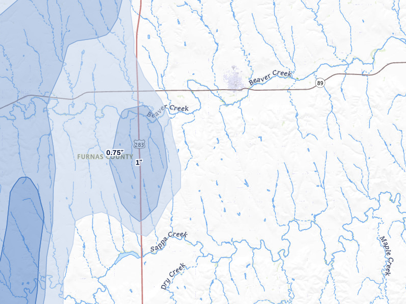 NEXRAD radar-signature map of the hail storm over Beaver City, NE on May 30, 2026