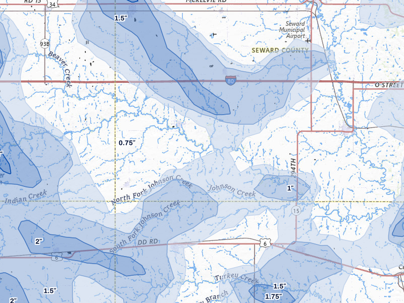 NEXRAD radar-signature map of the hail storm over Beaver Crossing, NE on Jun 5, 2026