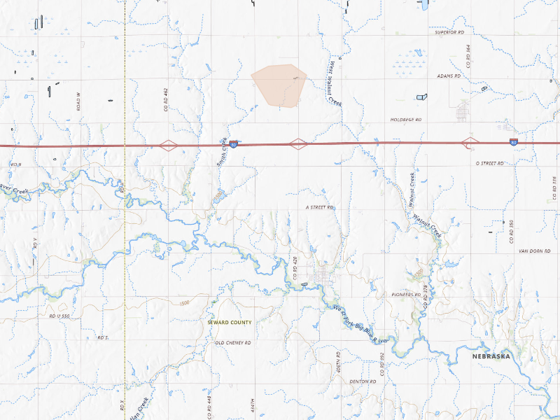 Radar-estimated hail-size map of the storm over Beaver Crossing, NE on Sep 11, 2026